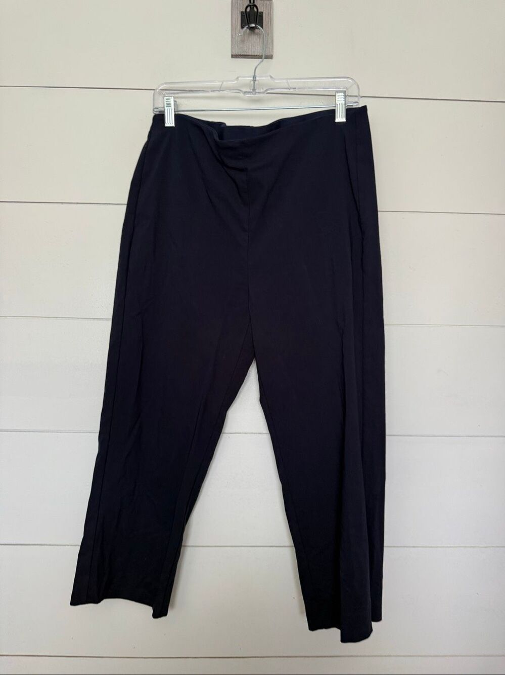 Chicoβs Womenβs 2 Navy Blue Wide Leg Pull on Pants Ankle